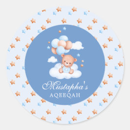 Adesivo Urso de pelúcia azul Islâmico Aqeeqah Bebê Menino 