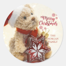 Adesivo Urso de Pelúcia,Chapéu de Papai Noel,Enfeite de Na