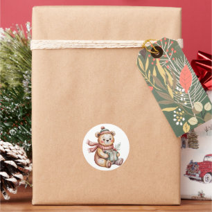 Adesivo Urso de pelúcia de Natal fofo segurando presente e