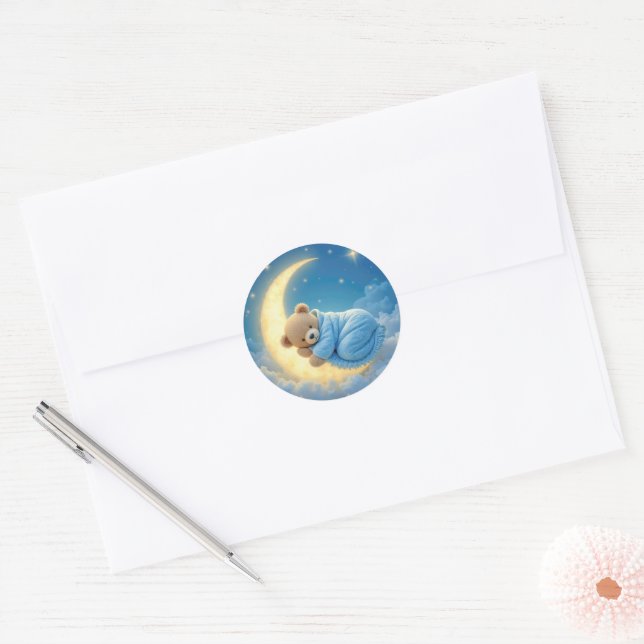 Adesivo Urso de Pelúcia Dormindo em uma Lua (Envelope)