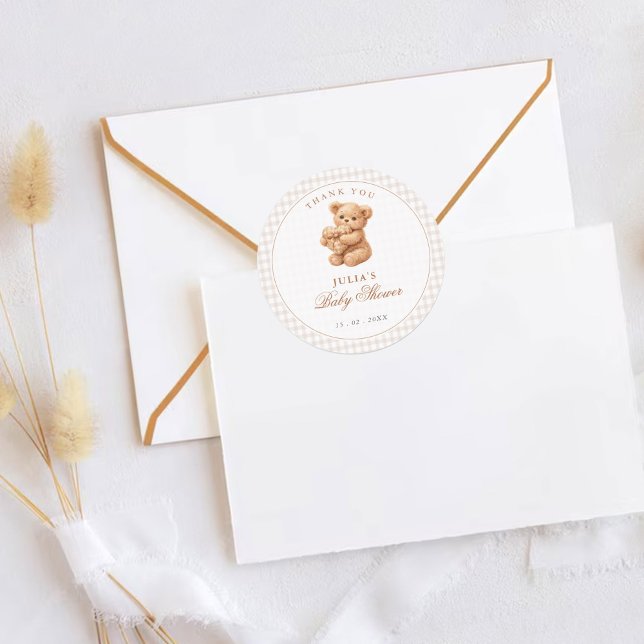 Adesivo Urso de pelúcia em ginga marrom papel para chá de  (Criador carregado)