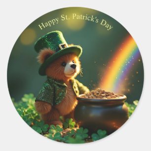 Adesivo Urso de pelúcia fofo do Dia de São Patrício