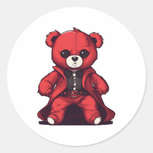 Adesivo Urso de pelúcia fofo menino vermelho