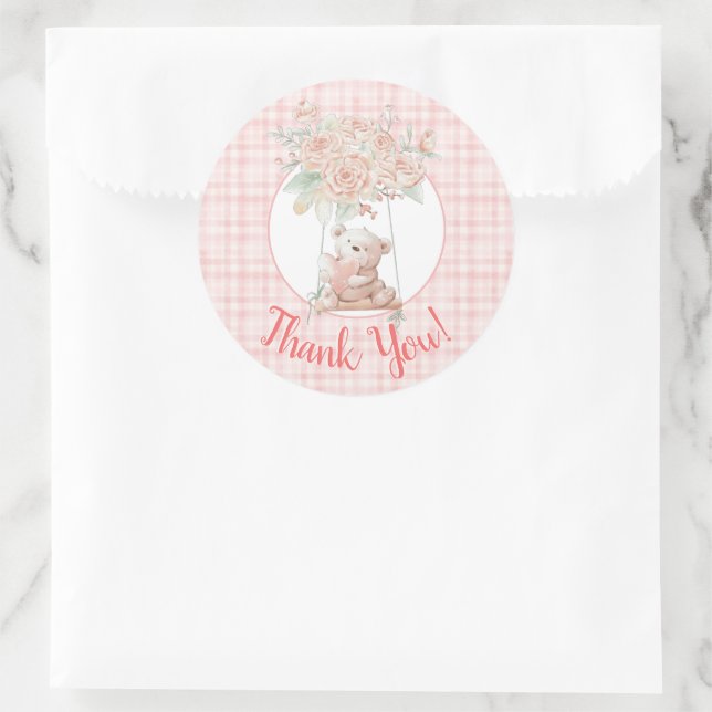 Adesivo Urso de Pelúcia Fofo Obrigado (Bolsa)