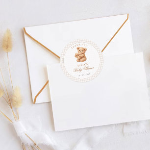 Adesivo Urso de pelúcia ginga marrom Neutro Bebe Chá de fr