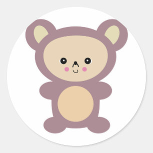 Adesivo urso de pelúcia mauve kawaii