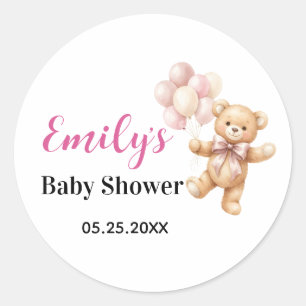 Adesivo Urso de pelúcia personalizado menina Baby Shower