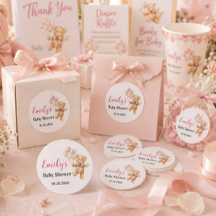 Adesivo Urso de pelúcia personalizado menina Baby Shower