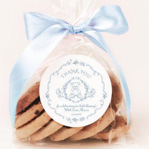 Adesivo Urso de pelúcia Toile Vintage chá de bebê Obrigado