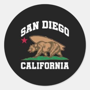 Adesivo Urso de San Diego Califórnia Surfando Surfista 