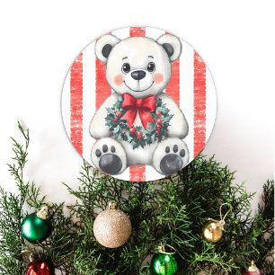 Adesivo Urso de Teddy Adorável com Fúria de Natal