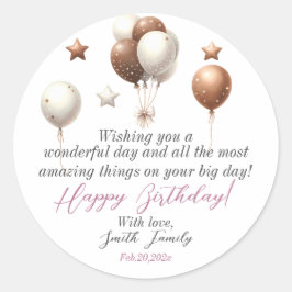 Adesivo Urso de Teddy Bonito com Balões e Presentes