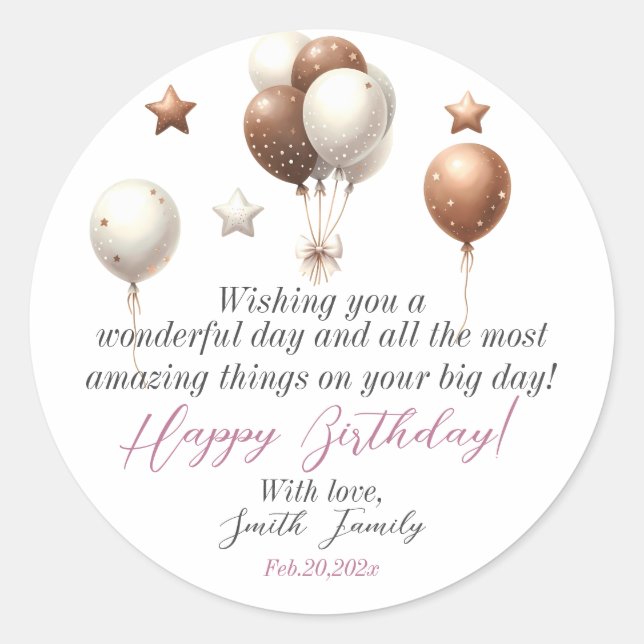 Adesivo Urso de Teddy Bonito com Balões e Presentes (Frente)