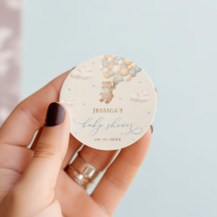 Adesivo Urso de Teddy com Chá de fraldas de Balões Azuis