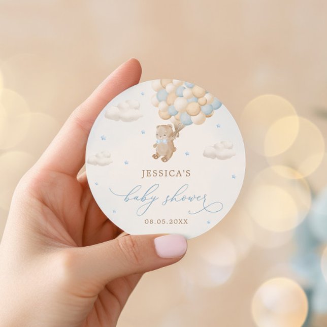 Adesivo Urso de Teddy com Chá de fraldas de Balões Azuis (Criador carregado)