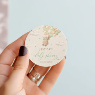 Adesivo Urso de Teddy com Chá de fraldas de Balões Verdes