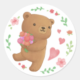 Adesivo Urso de Teddy com Flores