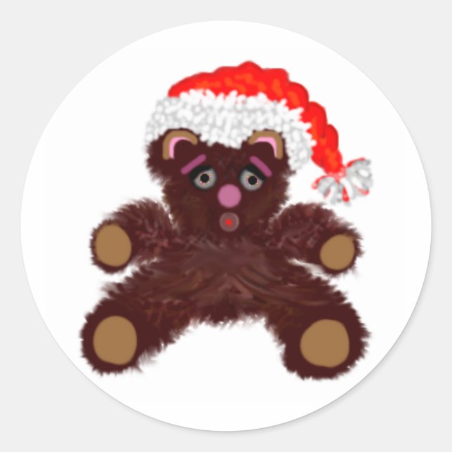 Adesivo Urso De Teddy Com Papai Noel (Frente)