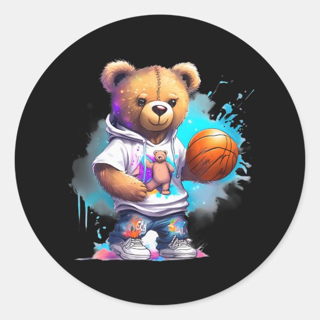 Adesivo Urso de Teddy De Basquete Para Meninos (Frente)