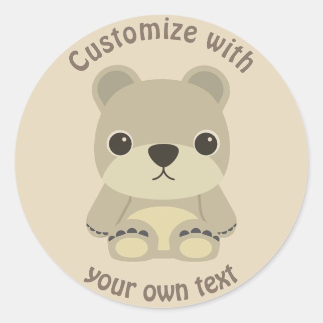 Adesivo Urso de Teddy de Cartoon de Texto Personalizado (Frente)