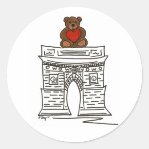 Adesivo Urso de Teddy do Arch Quadrado da NYC