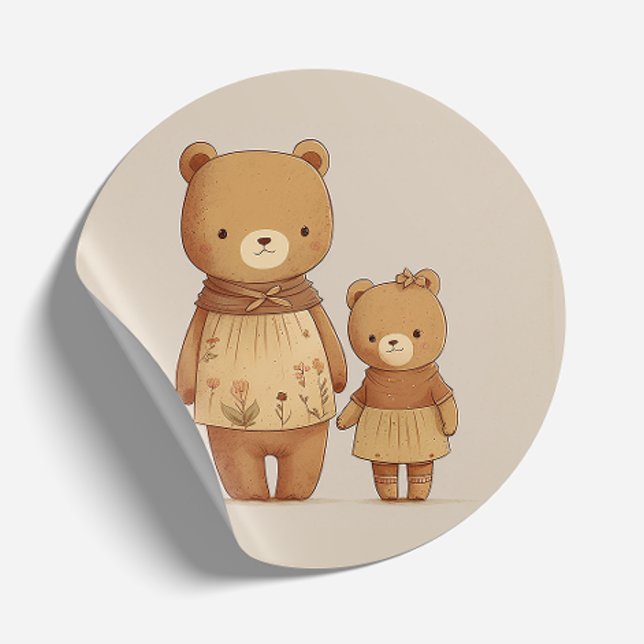 Adesivo Urso de Teddy e Urso Bebê de Mamãe Bonita. Dia das (Criador carregado)