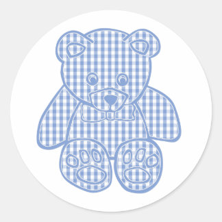 Adesivo Urso de Teddy Gingham, Pastel Azul Pálido
