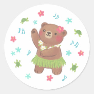 Adesivo Urso de Teddy na Ilustração do Havaí