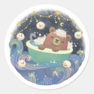 Adesivo Urso de Teddy no Barco de Banheira com Monstros Fl
