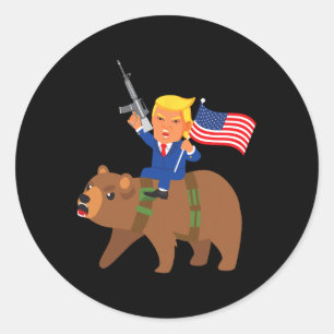 Adesivo Urso de Trump Arma Merica Eleição Donald Republica