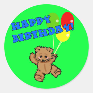 Adesivo Urso de ursinho do feliz aniversario com balões