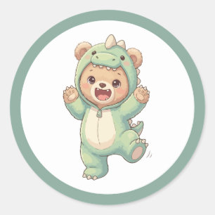 Adesivo Urso Dinossauro Fofo Kawaii Teddy com Fantasia de 