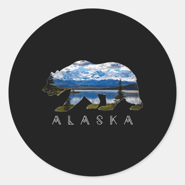 Adesivo Urso do Alasca com Lake Mountain (Frente)