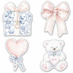 Adesivo Urso do Arco do Coração Azul Branco bonito Blush B
