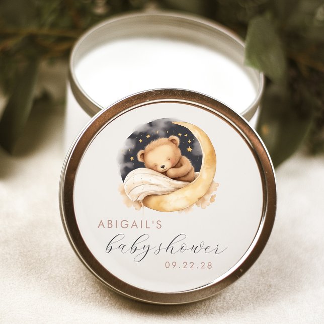 Adesivo Urso e Chá de fraldas de Lua com Aquarela (Criador carregado)