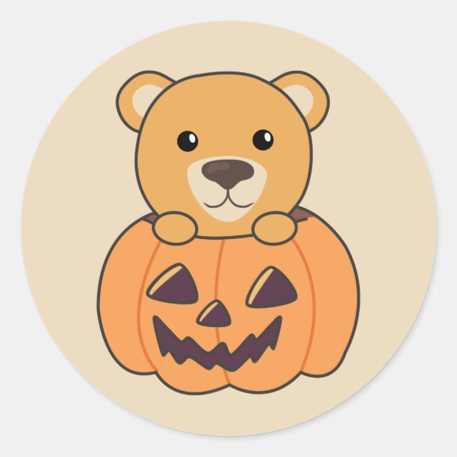 Adesivo Urso Em Abóbora Ursos Doces Feliz Halloween (Frente)