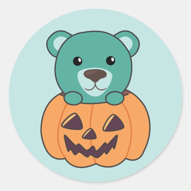Adesivo Urso Em Abóbora Ursos Doces Feliz Halloween (Frente)