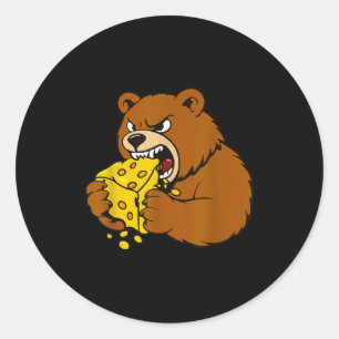 Adesivo Urso Engraçado Comendo Ilustração de Queijo Para A