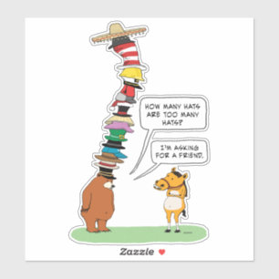 Adesivo Urso Engraçado Vestindo Muitos Chapéus