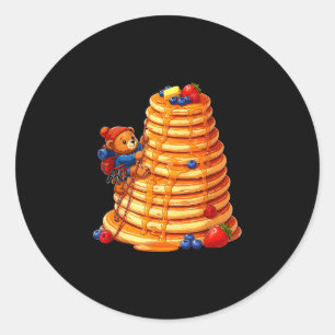 Adesivo Urso escalando pilha gigante de panquecas no café