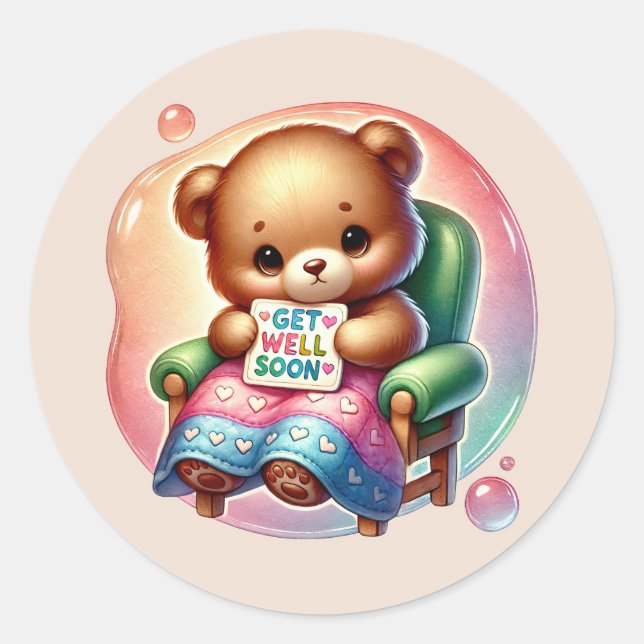 Adesivo Urso fofo de melhoras (Frente)