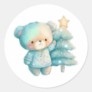Adesivo Urso Fofo e Árvore de Natal Feriado