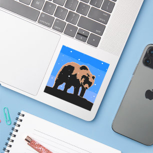 Adesivo Urso Grizzly no inverno - Arte original sobre a vi