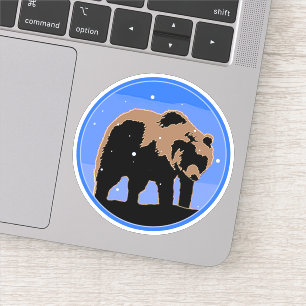 Adesivo Urso Grizzly no inverno - Arte original sobre a vi