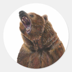 Adesivo Urso Grizzly - Pintura em acrílico