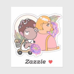 Adesivo Urso Kawaii em Scooter de Mobilidade & Doces