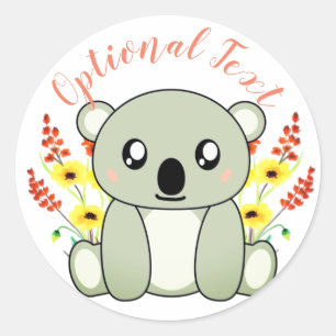 Adesivo Urso Koala Bonito com Flores