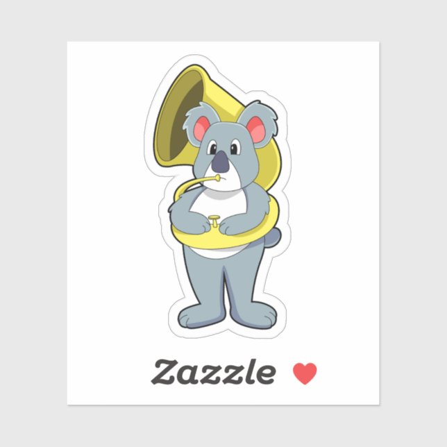 Adesivo Urso Koala na Música com Saxofone.PNG (Folha)