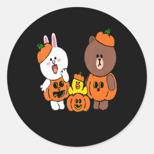 Adesivo Urso Marrom Bonito Conjugado Rabbit Pumpkin