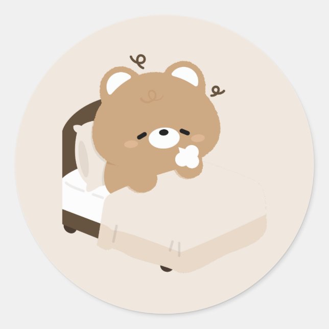 Adesivo Urso Marrom Cansado Fofo (Frente)
